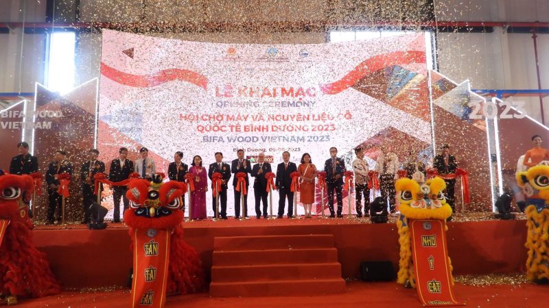 The opening ceremony of a Vietnam wood show